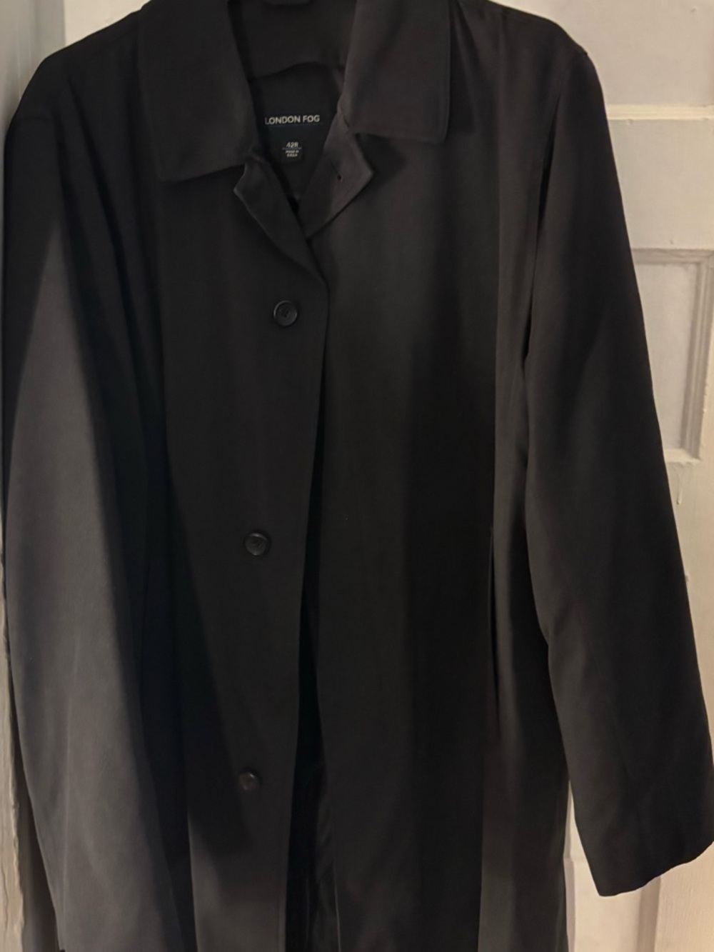 London Fog Black Tailored Single-Breasted Trench